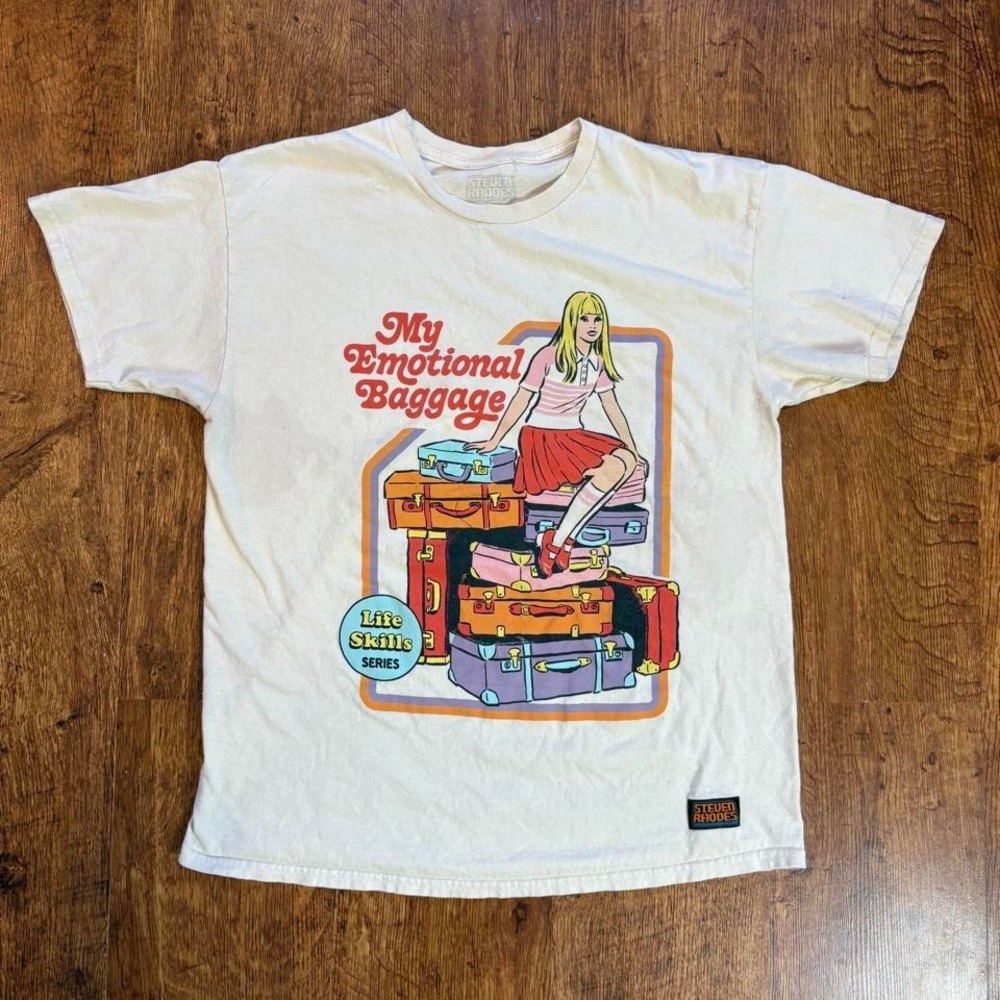 Steven Rhodes My Emotional Baggage white cream t-shirt